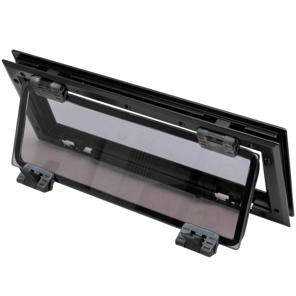 OKNO FLUSH MITRE ROZMIAR 3 - OTWIERANE - CZARNE - SZARA SZYBA - 190MMx448MM - FLANGE 15MM — zdjęcie 2