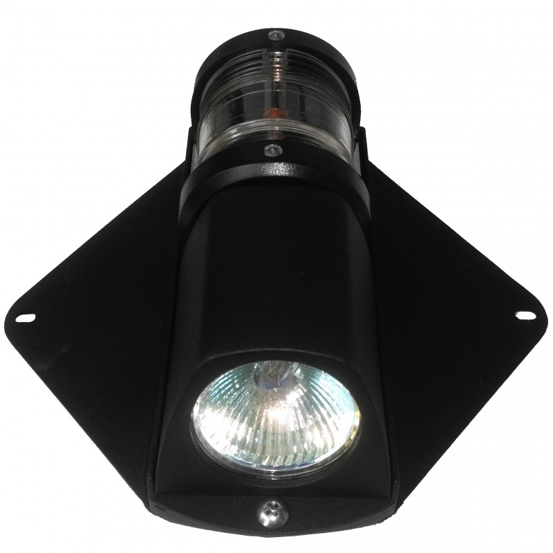 Lampa nawigacyjna zespolona masztowa silnikowa z oświetleniem pokładu - 12V obudowa czarna — zdjęcie 2