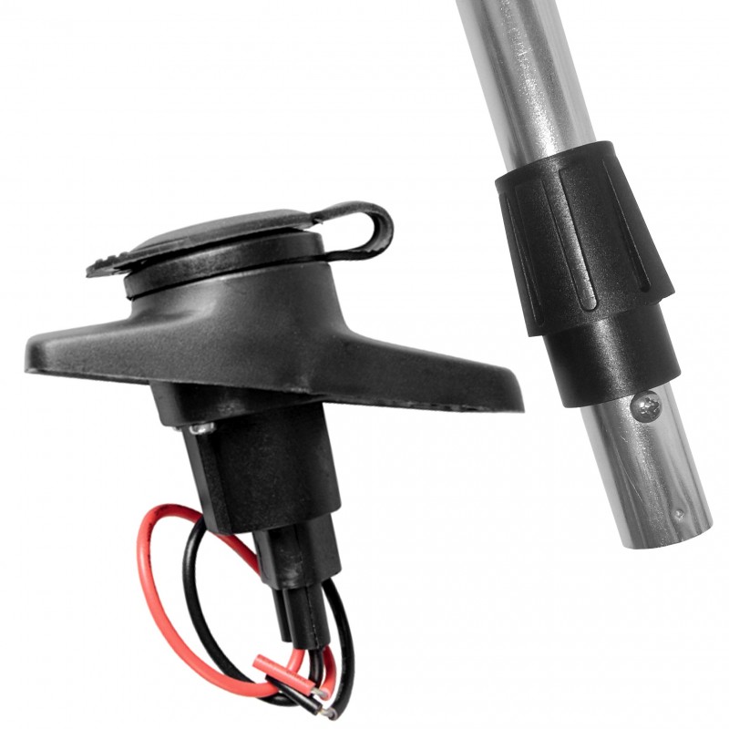 Lampa nawigacyjna na maszcie 109 CM biała 360 kotwiczne LED - 12V obudowa czarna z gniazdem — zdjęcie 2