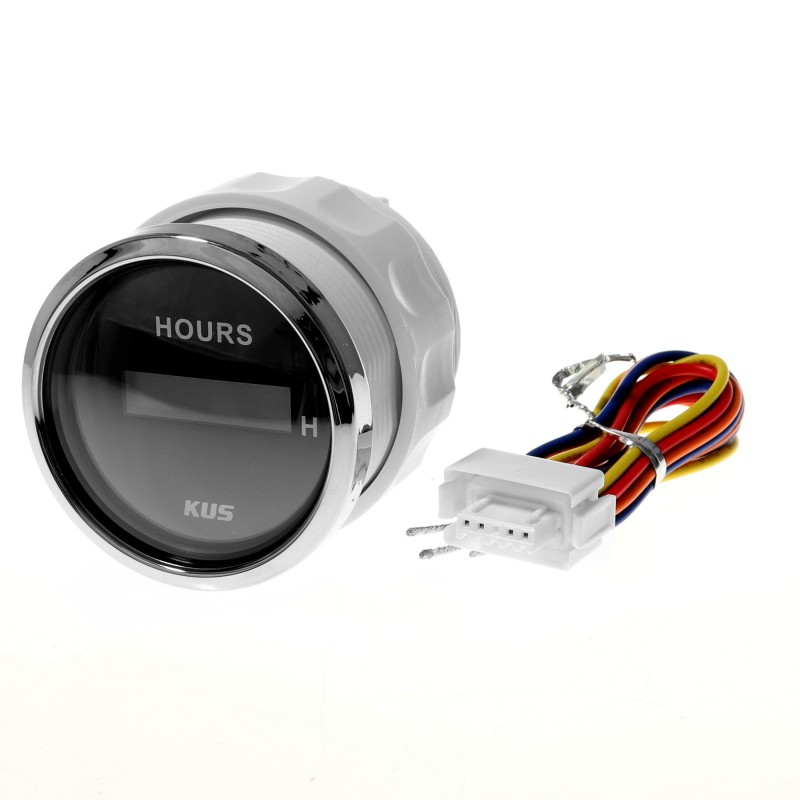 Zegar licznik motogodzin 12-24V, D52MM, czarny-ss, seria V — zdjęcie 3