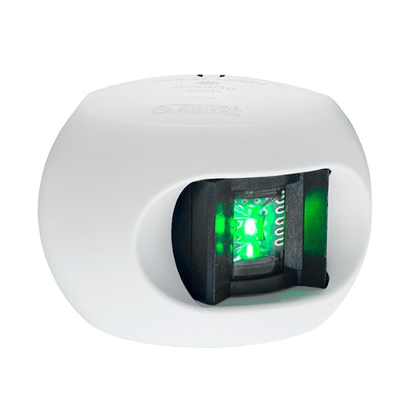 LAMPA NAWIGACYJNA S34 BURTOWA ZIELONA LED - 12/24V OBUDOWA BIAŁA