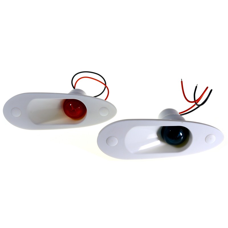 Zestaw lamp nawigacyjnych burtowych czerwona i zielona eye LED - 12/24V obudowa biała — zdjęcie 2