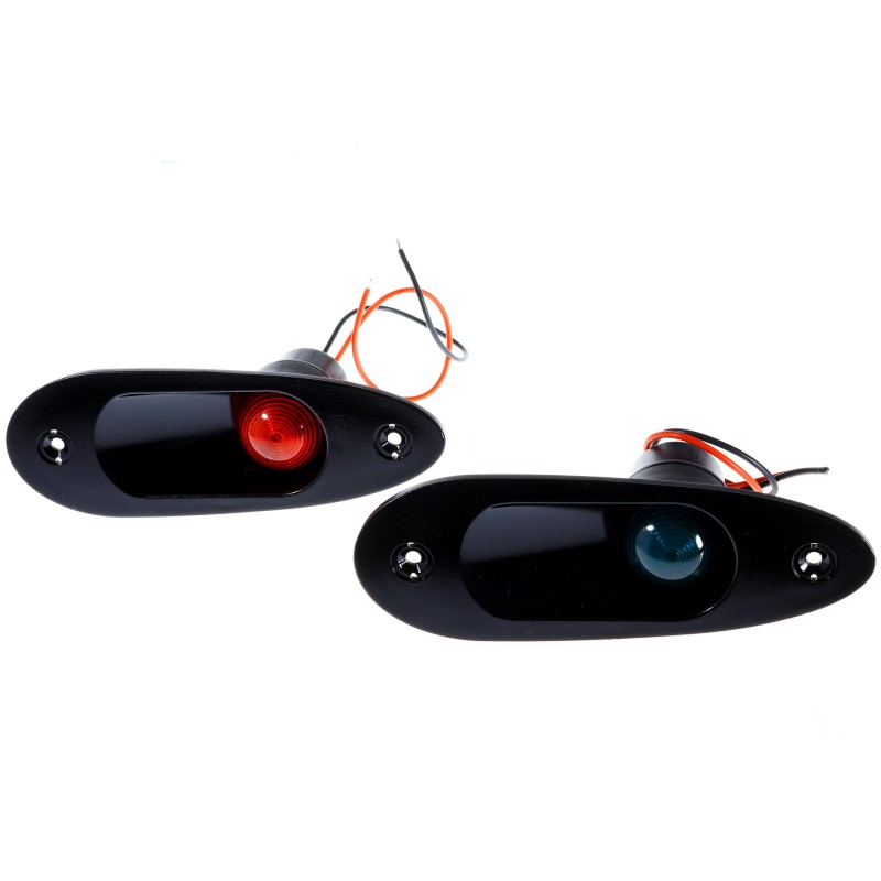 Zestaw lamp nawigacyjnych burtowych czerwona i zielona eye LED - 12/24V obudowa czarna — zdjęcie 2