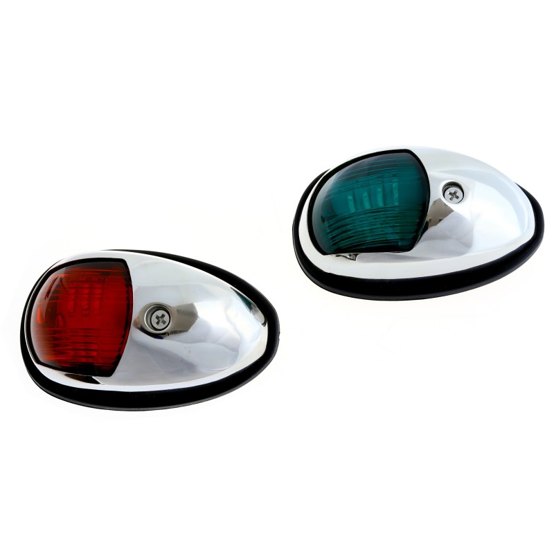 Zestaw lamp nawigacyjnych burtowych czerwona i zielona LED - 12/24V obudowa stal nierdzewna 304 — zdjęcie 2