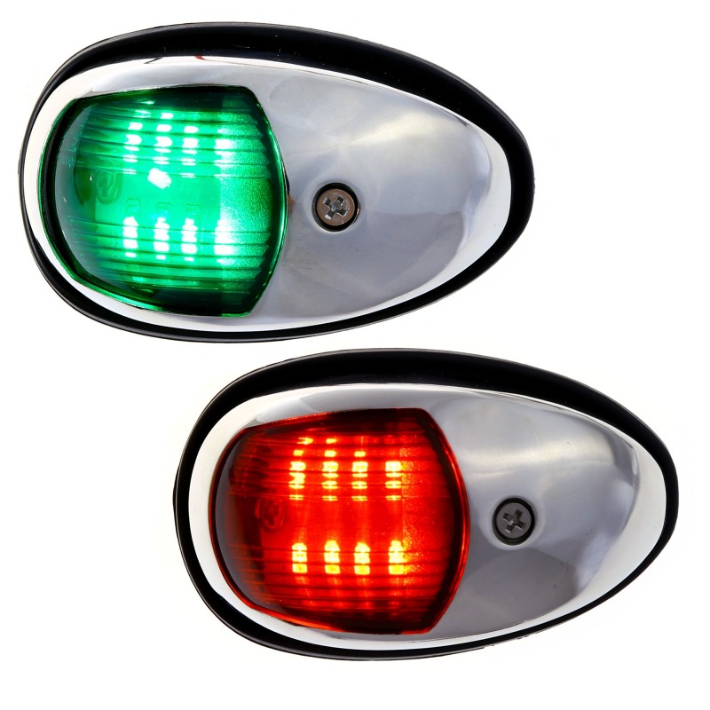 Zestaw lamp nawigacyjnych burtowych czerwona i zielona LED - 12/24V obudowa stal nierdzewna 316 — zdjęcie 2