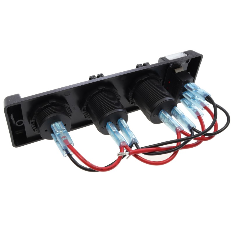 Panel elektryczny 12V, 16A max, RESET/OFF, gniazdo zasilania, dual usb-a, woltomierz — zdjęcie 3