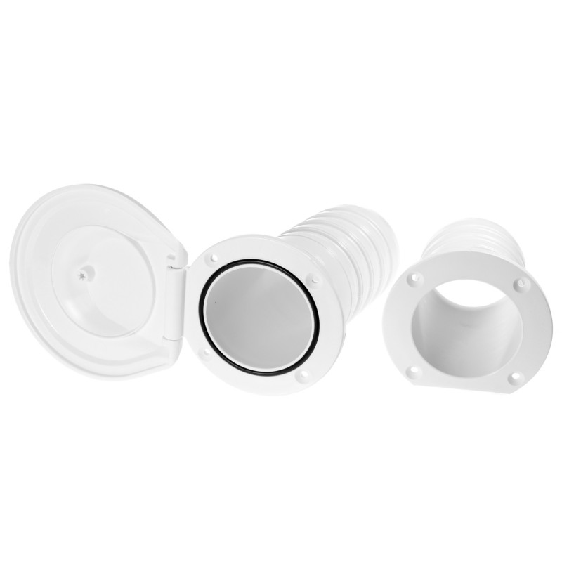 Przejście burtowe L170MM, tworzywo, białe, króciec 79MM, z klapką — zdjęcie 2