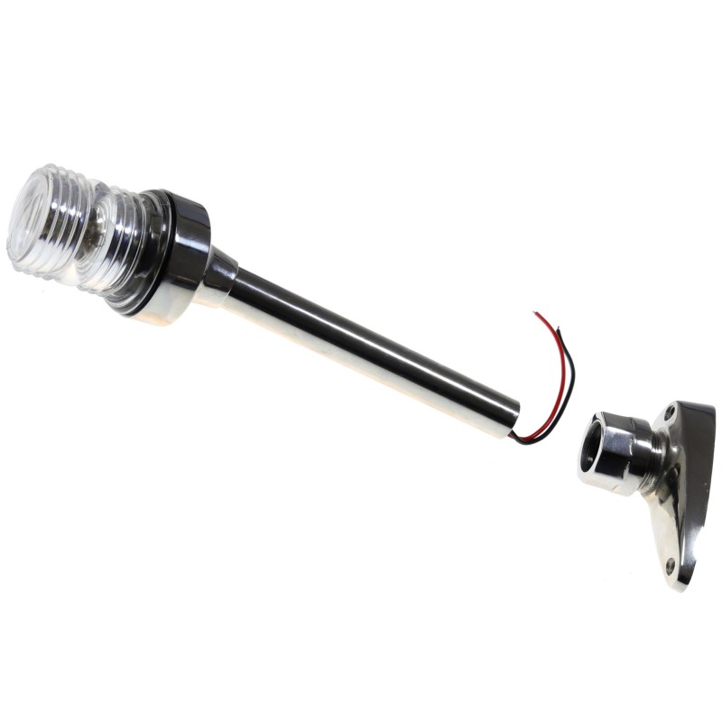 Lampa nawigacyjna na maszcie 23 CM biała 360 kotwiczne - 12V obudowa stal nierdzewna, z gniazdem — zdjęcie 3