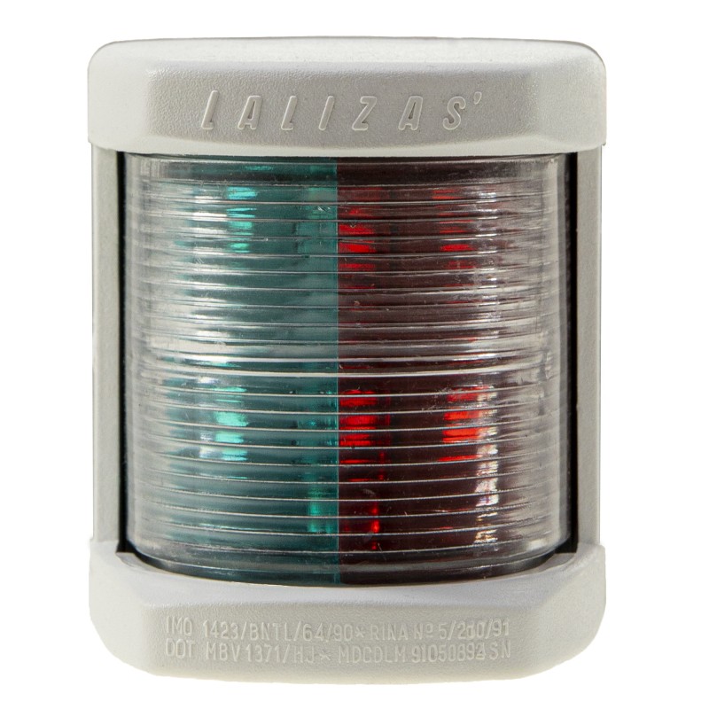 LAMPA NAWIGACYJNA DZIOBOWA DWUSEKTOROWA DO 12m - 12V OBUDOWA BIAŁA