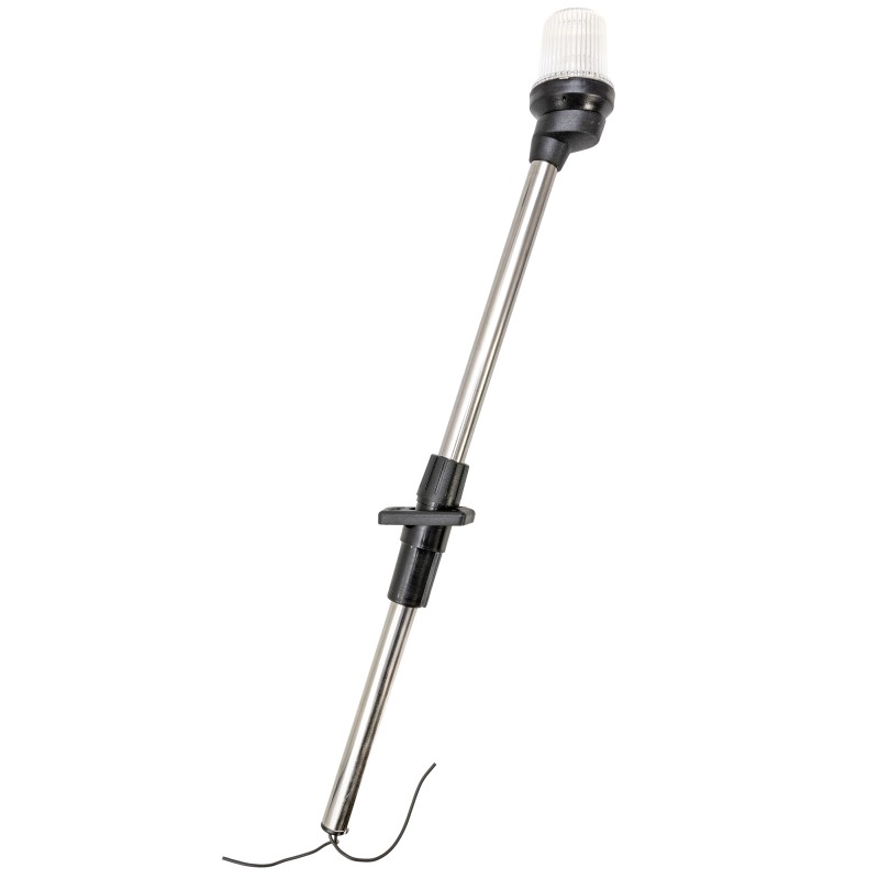 Lampa nawigacyjna na maszcie 54 CM biała 360 kotwiczne - 12V obudowa czarna teleskopowa
