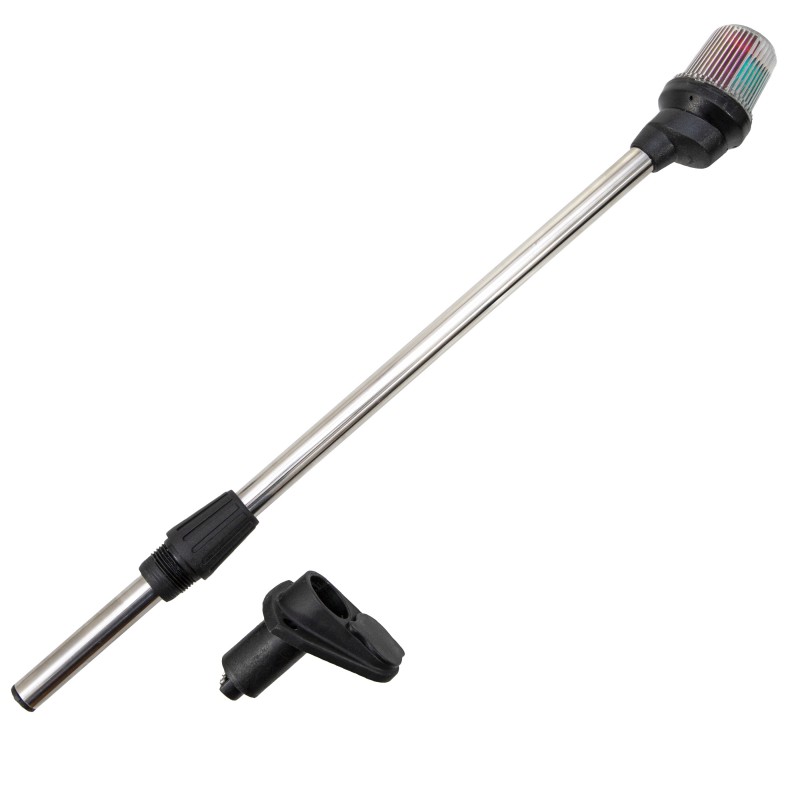 Lampa nawigacyjna na maszcie 54 CM trójsektorowa - 12V obudowa czarna z gniazdem — zdjęcie 2