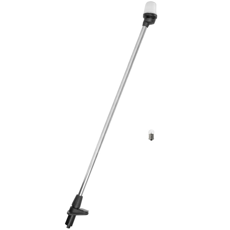 Lampa nawigacyjna na maszcie 105 CM biała 360 kotwiczne - 12V obudowa czarna z gniazdem
