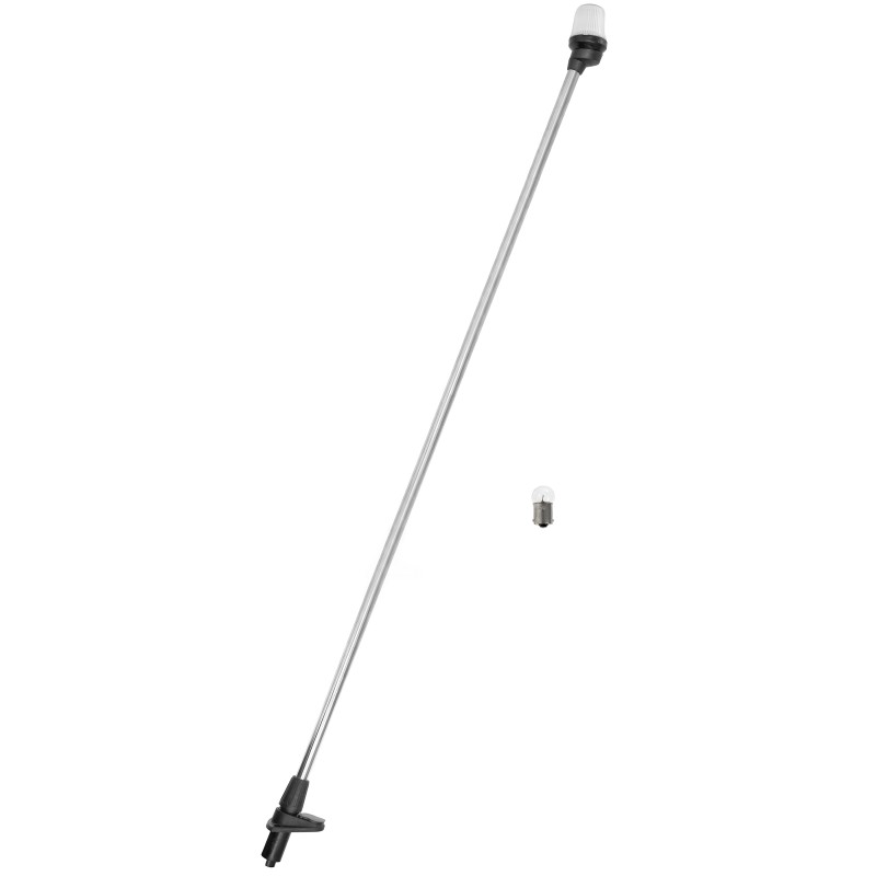 Lampa nawigacyjna na maszcie 130 CM biała 360 kotwiczne - 12V obudowa czarna z gniazdem
