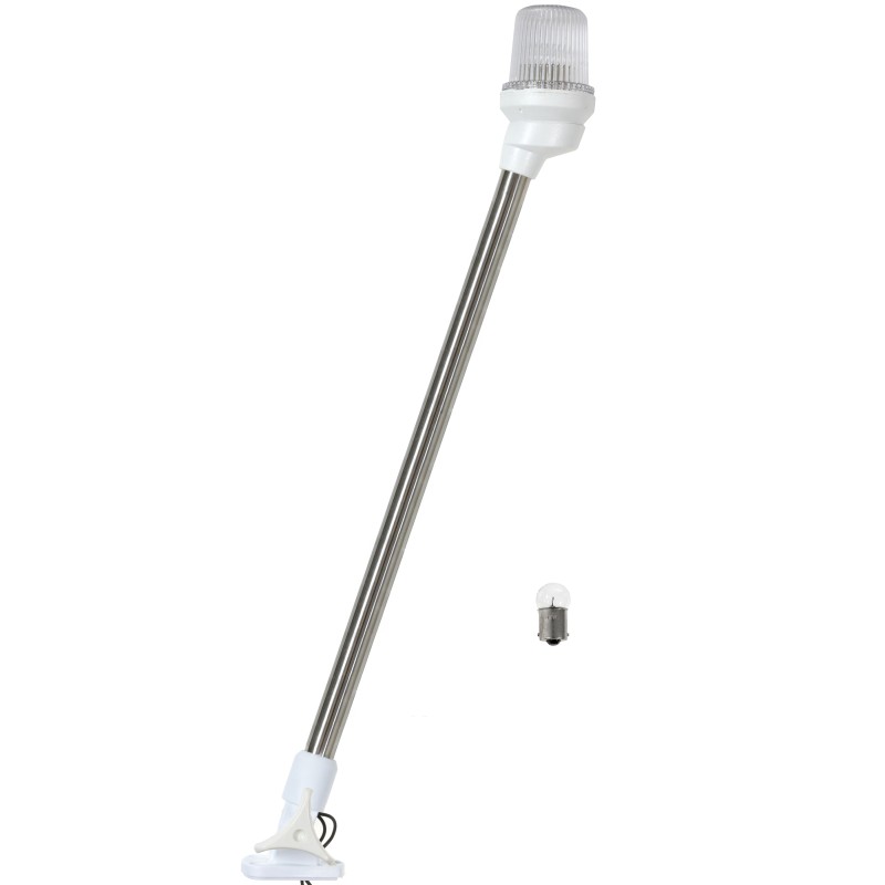 Lampa nawigacyjna na maszcie 64 CM biała 360 kotwiczne - 12V obudowa biała składana