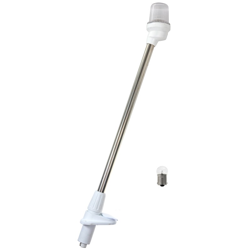 Lampa nawigacyjna na maszcie 54 CM biała 360 kotwiczne - 12V obudowa biała z gniazdem
