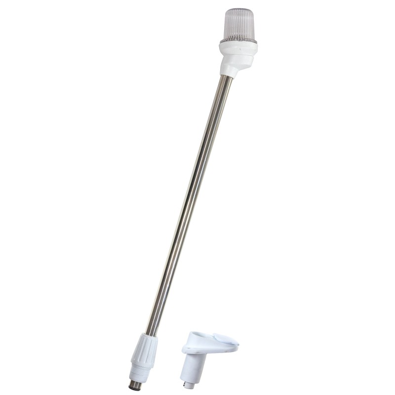 Lampa nawigacyjna na maszcie 54 CM biała 360 kotwiczne - 12V obudowa biała z gniazdem — zdjęcie 2