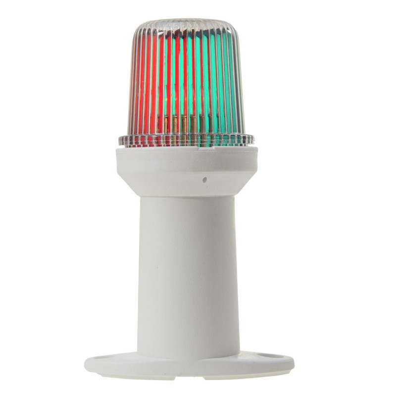 LAMPA NAWIGACYJNA NA MASZCIE 15 CM TRÓJSEKTOROWA - 12V OBUDOWA BIAŁA