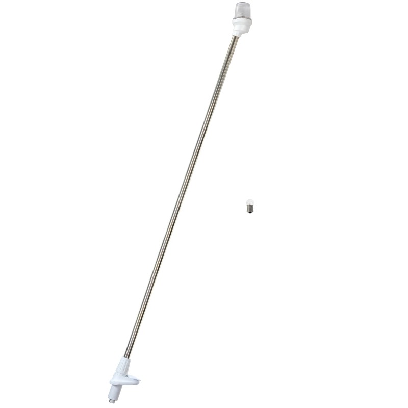 Lampa nawigacyjna na maszcie 130 CM biała 360 kotwiczne - 12V obudowa biała z gniazdem