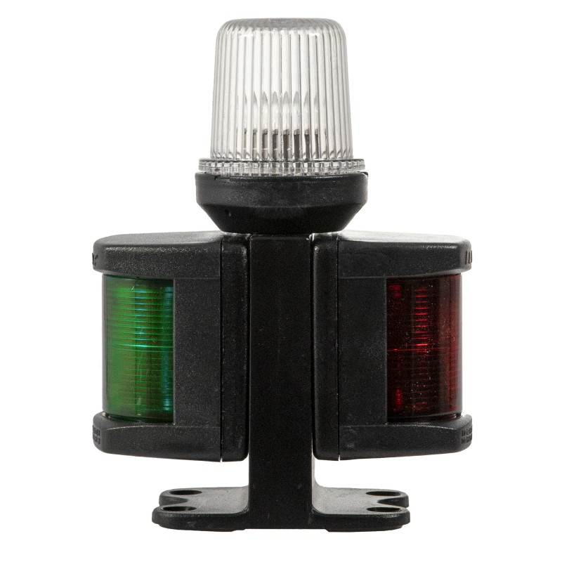 LAMPA NAWIGACYJNA ZESPOLONA BURTOWA CZERWONA I ZIELONA / BIAŁA 360 KOTWICZNA, 12V, CZARNA
