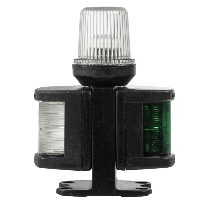 LAMPA NAWIGACYJNA ZESPOLONA DZIOBOWA DWUSEKTOROWA / RUFOWA / BIAŁA 360 KOTWICZNA, 12V, CZARNA