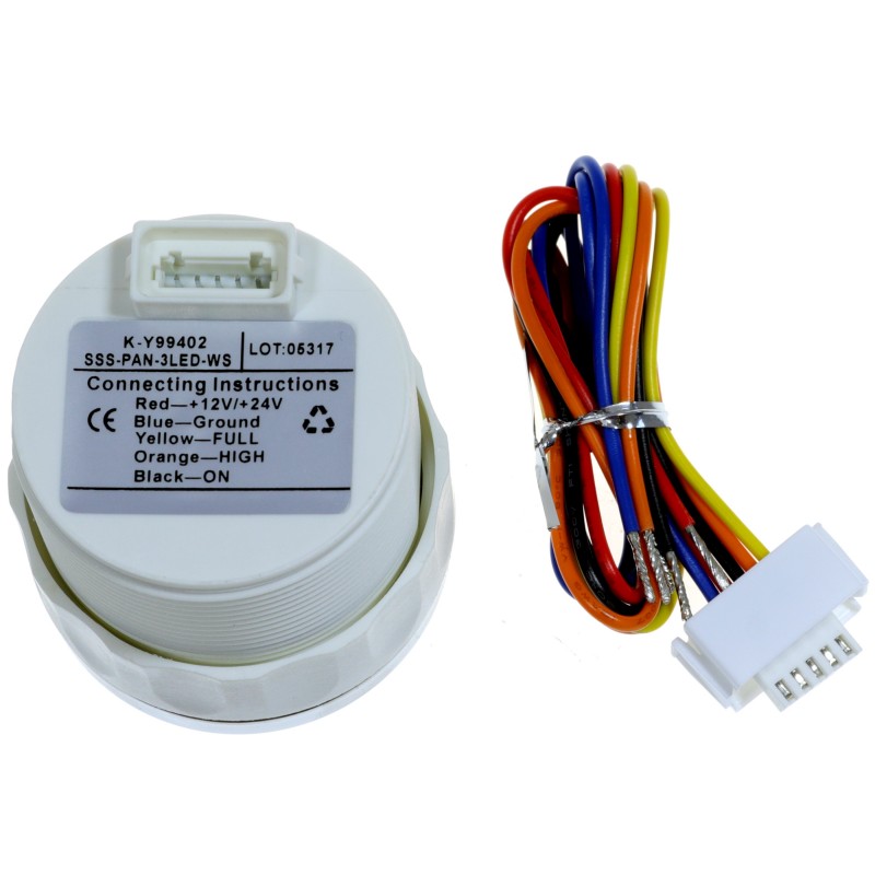Panel kontrolny poziomu zbiornika, 3-LED, D52MM, biały-ss, seria V — zdjęcie 2