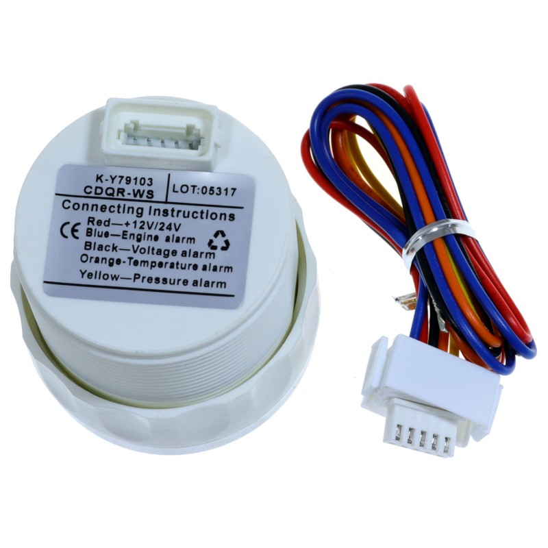 Panel kontrolny z alarmem 4-WSKAZANIA, D52MM, biały-ss seria V — zdjęcie 2