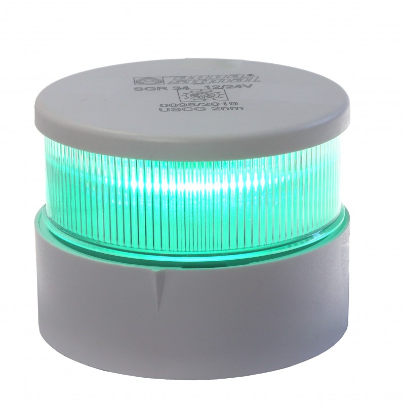 Lampa nawigacyjna S34 zielona 360 LED - 12/24V obudowa biała