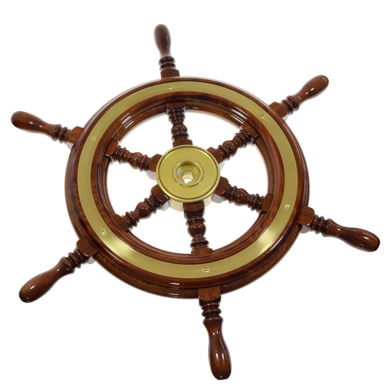 Koło sterowe 6-SPOKE mahoń brass 60CM — zdjęcie 2