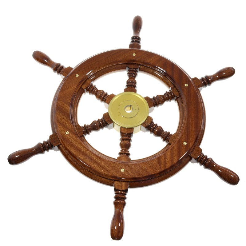 Koło sterowe 6-SPOKE mahoń brass 60CM — zdjęcie 3