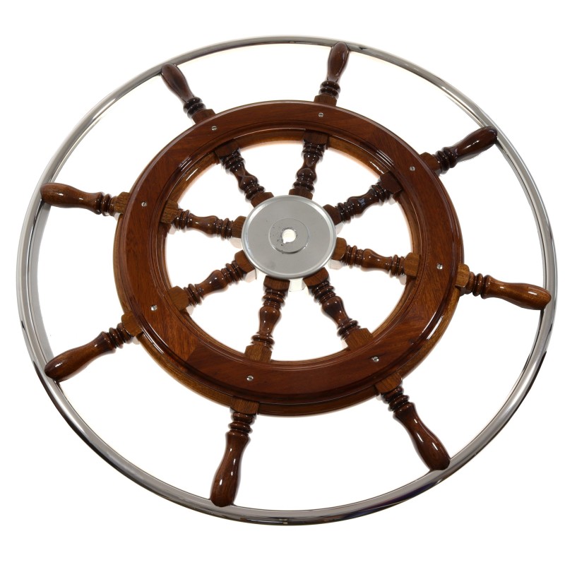 Koło sterowe 6-SPOKE mahoń and ring S/S 70CM — zdjęcie 2