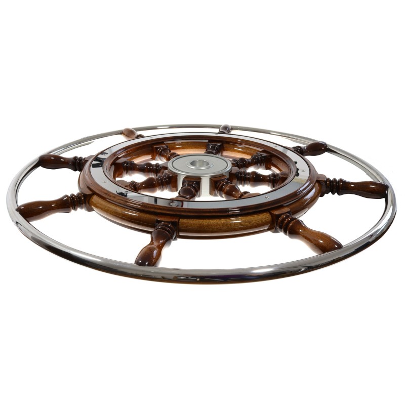 Koło sterowe 6-SPOKE mahoń and ring S/S 70CM — zdjęcie 3