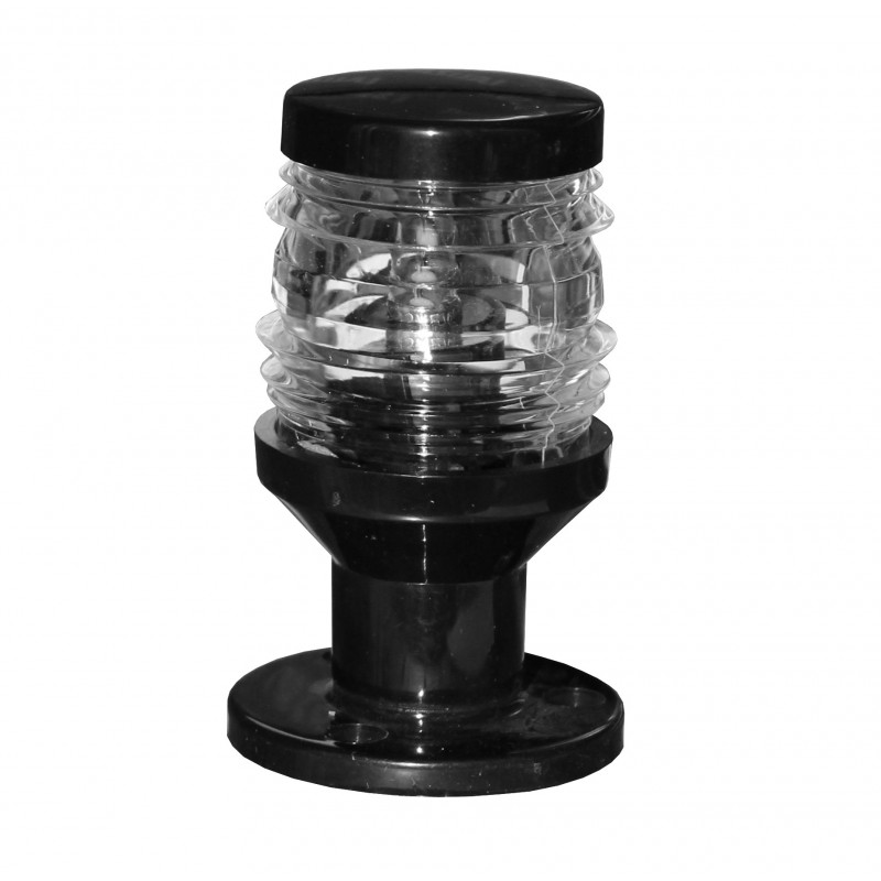 LAMPA NAWIGACYJNA NA MASZCIE 8,5 CM BIAŁA 360 KOTWICZNE - 12V OBUDOWA CZARNA JUNIOR