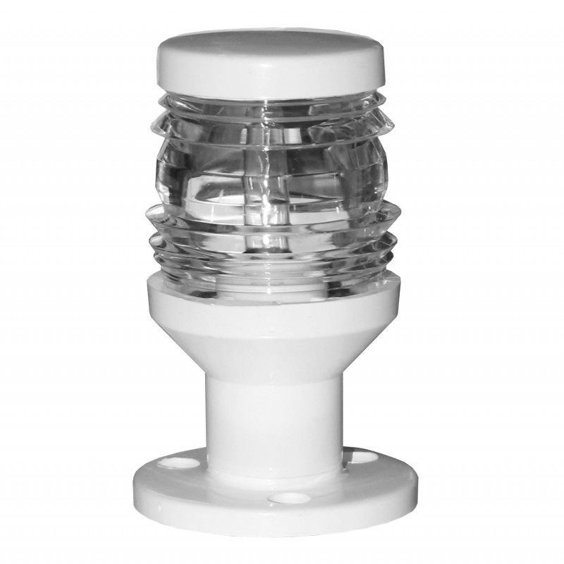 Lampa nawigacyjna na maszcie 8,5 CM biała 360 kotwiczne - 12V obudowa biała junior