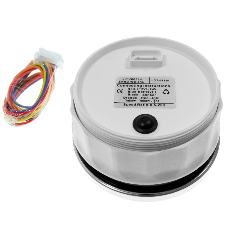 Zegar obrotomierz 0-3000RPM z motogodzinami, 85MM, biały, bezel SS — zdjęcie 2