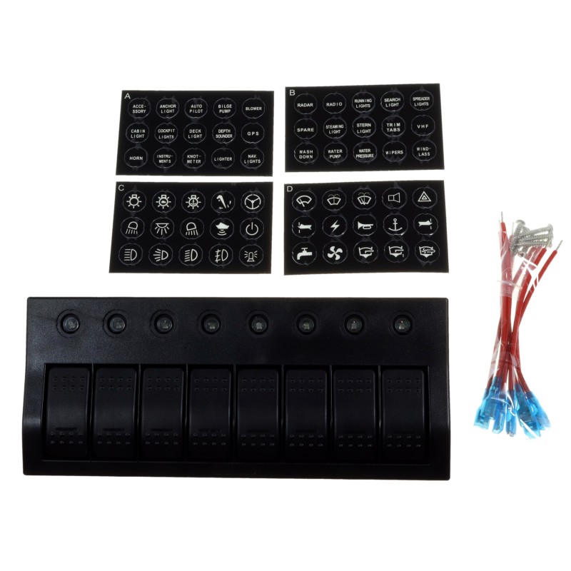 Panel elektryczny wodoszczelny IP68, 12/24V, 8 rocker switch LED — zdjęcie 4