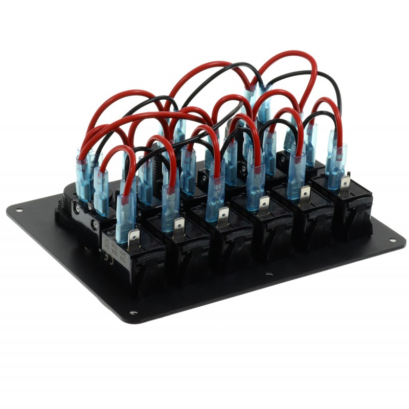 Panel elektryczny wodoszczelny IP68, 12/24V, 6 rocker switch LED, power socket, usb-a, woltomierz — zdjęcie 2
