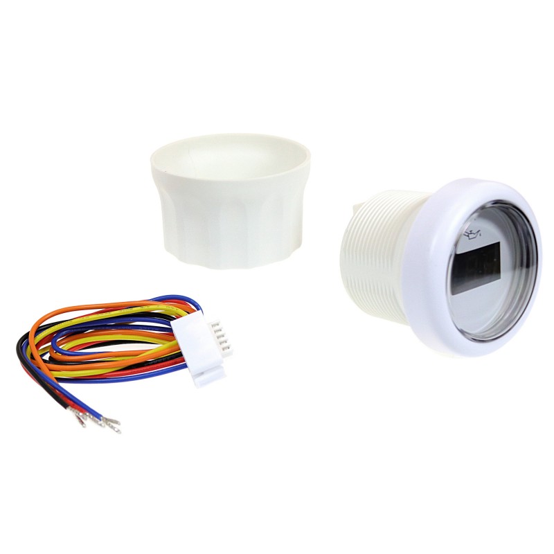 Zegar ciśnienia oleju 0-5 bar, D52MM, biały, seria V — zdjęcie 2
