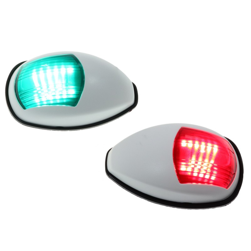 Zestaw lamp nawigacyjnych burtowych czerwona i zielona LED - 12/24V obudowa biała — zdjęcie 2