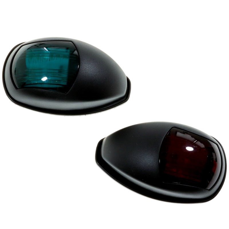 Zestaw lamp nawigacyjnych burtowych czerwona i zielona LED - 12/24V obudowa czarna — zdjęcie 2