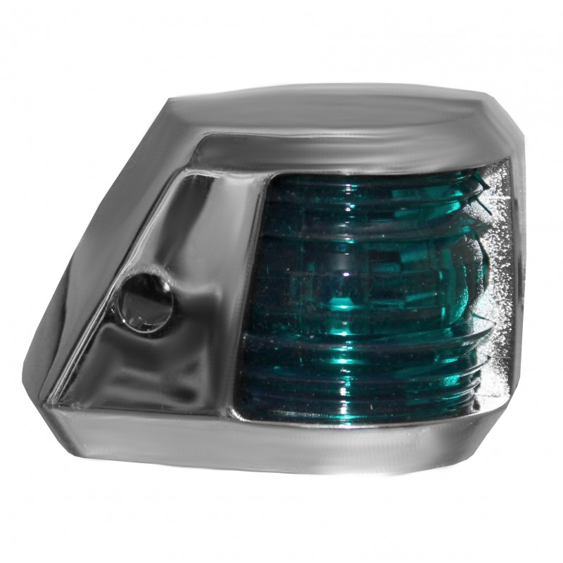 LAMPA NAWIGACYJNA BURTOWA ZIELONA DO 12m - 12V FAROS OBUDOWA CHROMOWANA