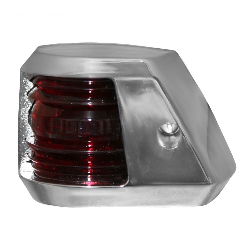 LAMPA NAWIGACYJNA BURTOWA CZERWONA DO 12m - 12V FAROS OBUDOWA CHROMOWANA