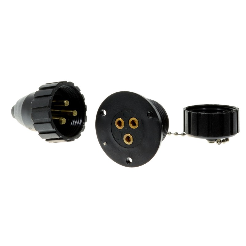 Gniazdo i wtyczka elektryczne pionowe 12/24V, 3 pin, 3A — zdjęcie 3