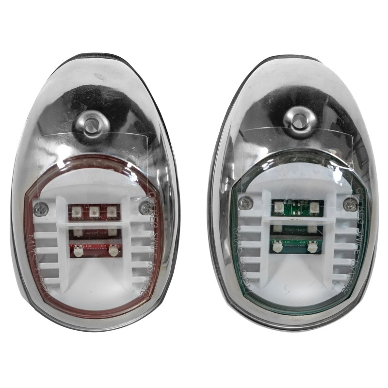 Zestaw lamp nawigacyjnych burtowych czerwona i zielona LED - 12 V obudowa stal nierdzewna — zdjęcie 2