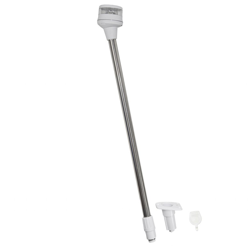 Lampa nawigacyjna na maszcie 60 CM biała 360 kotwiczne LED - 12V obudowa biała, z gniazdem — zdjęcie 2