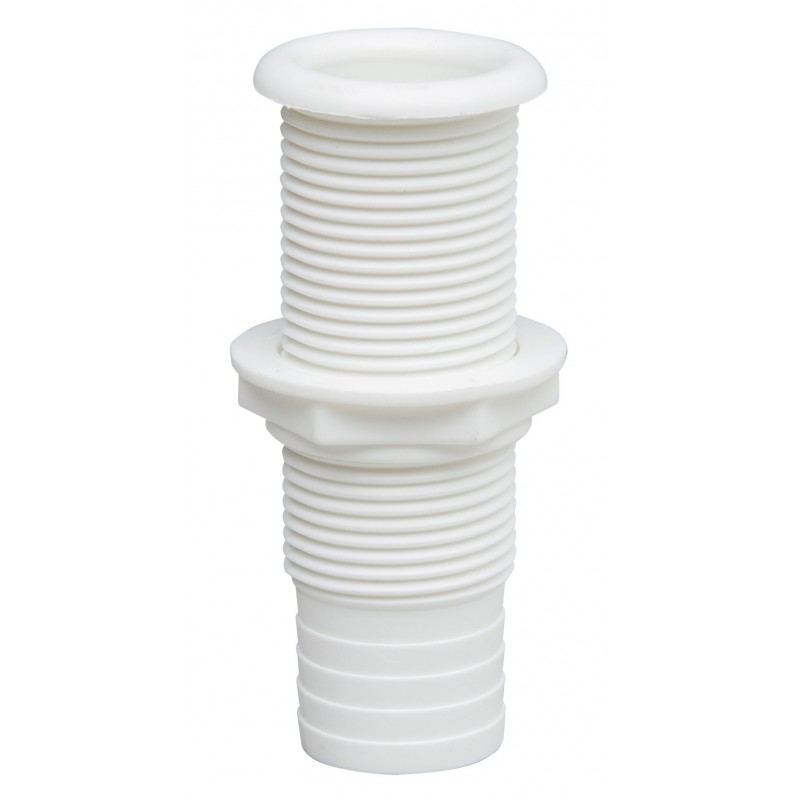 PRZEJŚCIE BURTOWE L100MM, TWORZYWO, BIAŁE, GWINT 1 1/4" KRÓCIEC 30MM