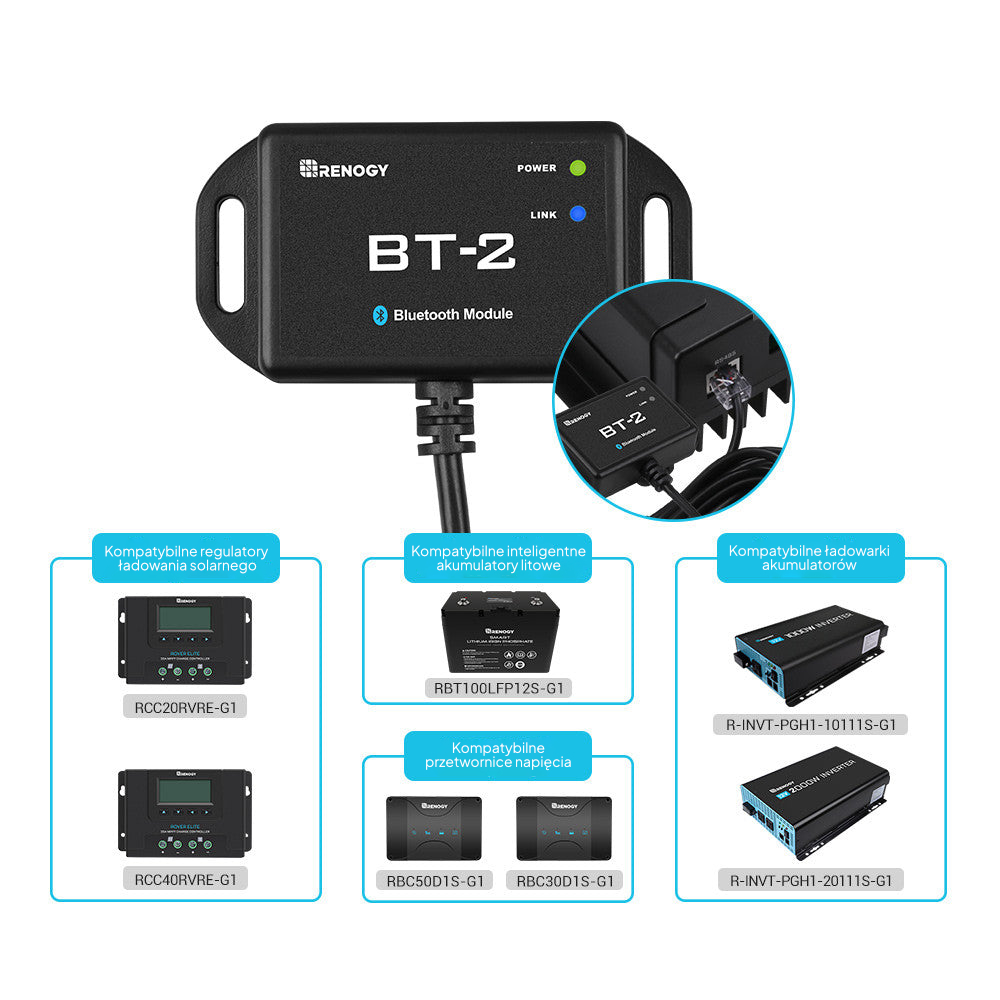 Moduł Bluetooth Renogy BT-2 do portu RS485 (RCM-BT2) — zdjęcie 2