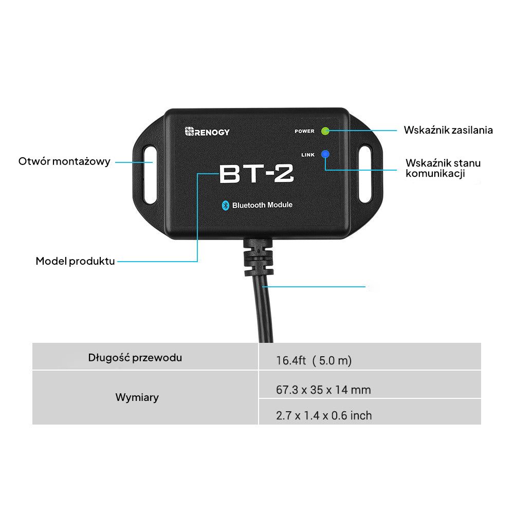 Moduł Bluetooth Renogy BT-2 do portu RS485 (RCM-BT2) — zdjęcie 6