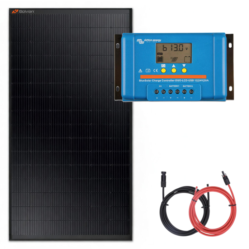 Panel słoneczny 2x175W z regulatorem ładowania 20A LCD