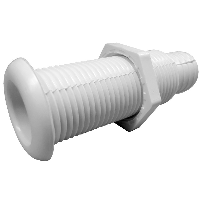 PRZEJŚCIE BURTOWE L100MM, TWORZYWO, BIAŁE, GWINT 7/8" KRÓCIEC 25MM