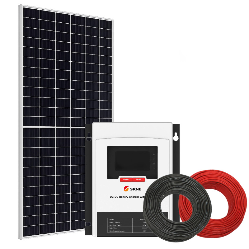 Zestaw solarny 455 W do kampera – ładowanie dwóch akumulatorów i zasilanie z alternatora